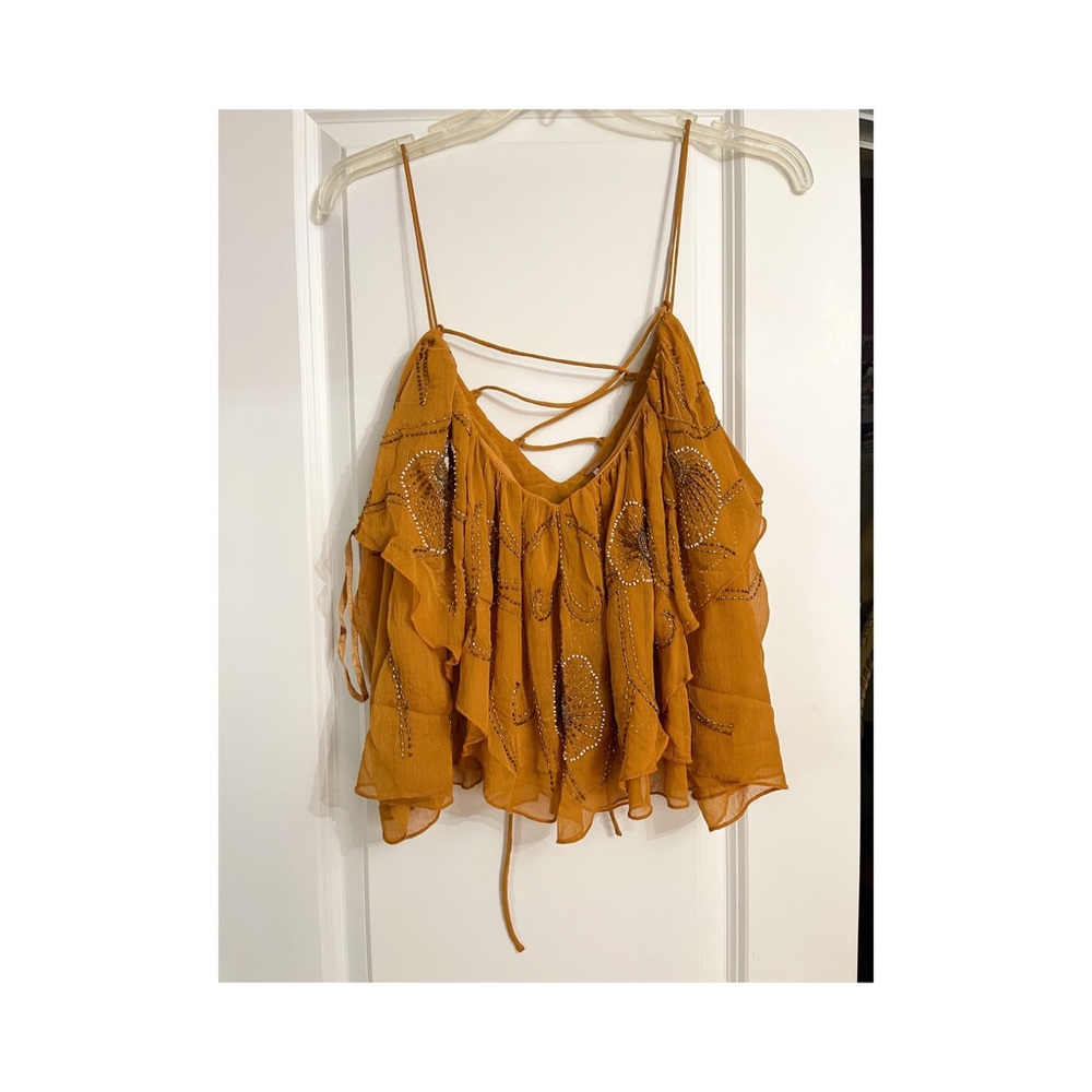 Beaded flowy free people crop top